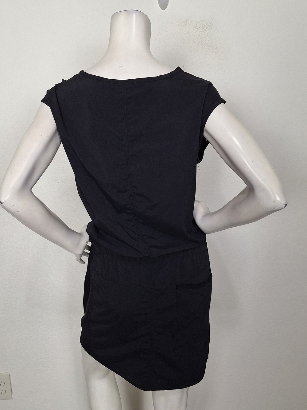 Indygena Black Second Layer Mesh Inserts W/Pockets Woven Stretch Dress Size M - Picture 7 of 13
